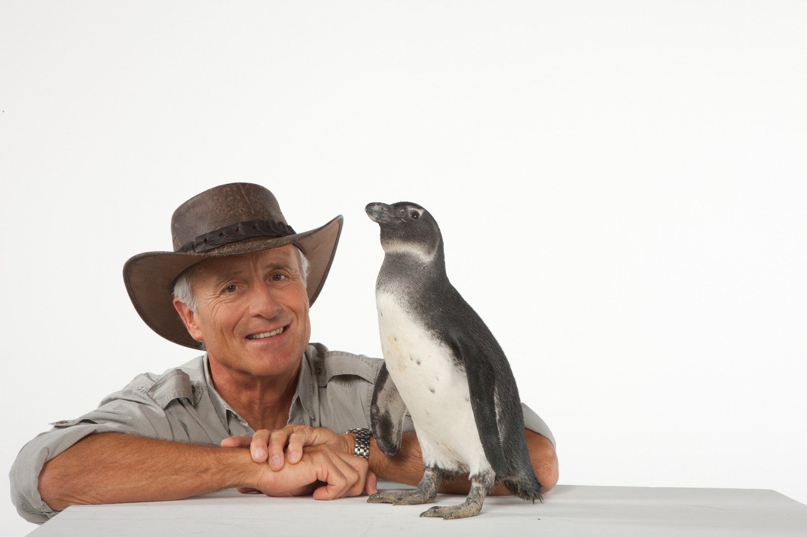 Jack Hannah with Penguin at SeaWorld