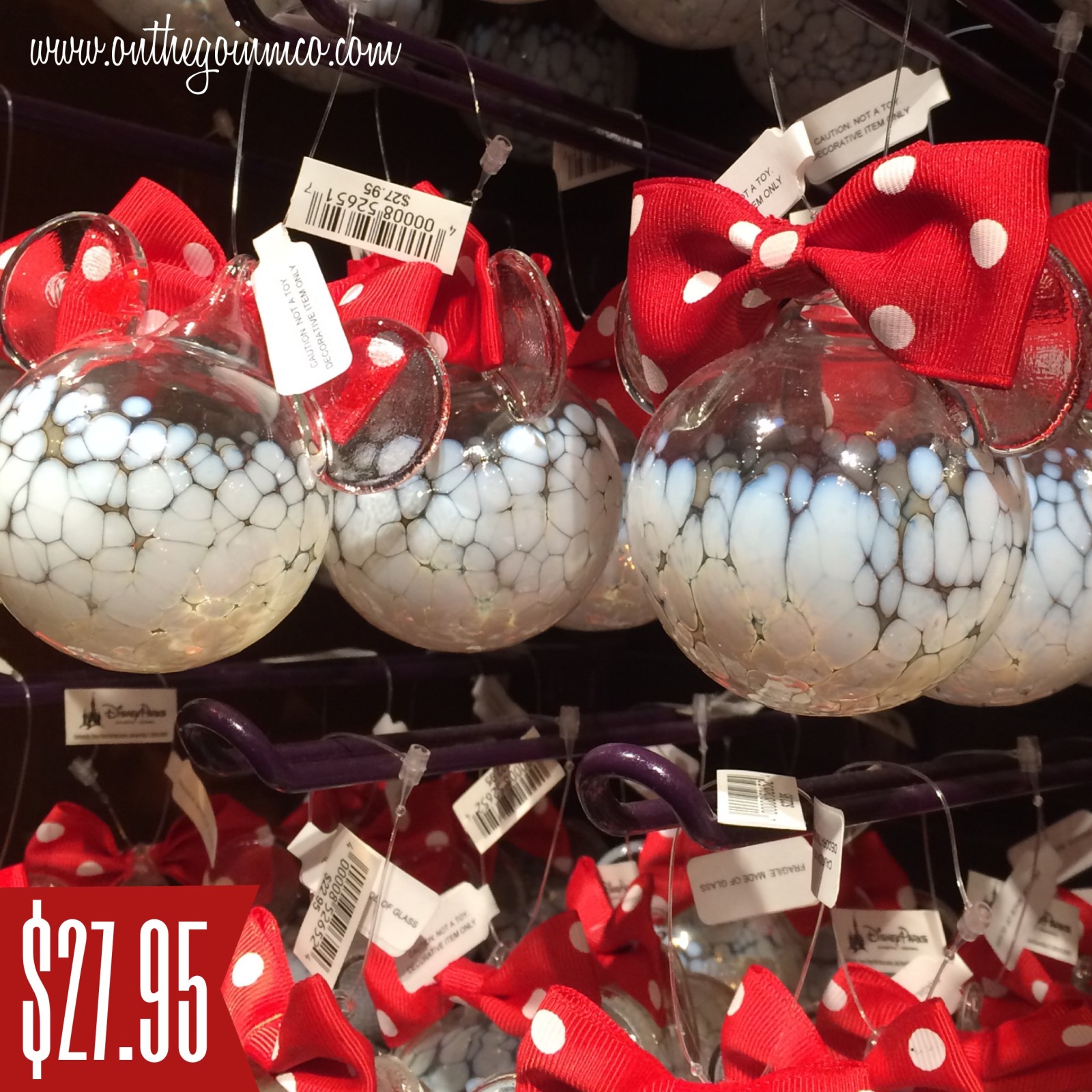 Walt Disney World Christmas Ornaments - Hand Blown Glass Minnie Ornaments