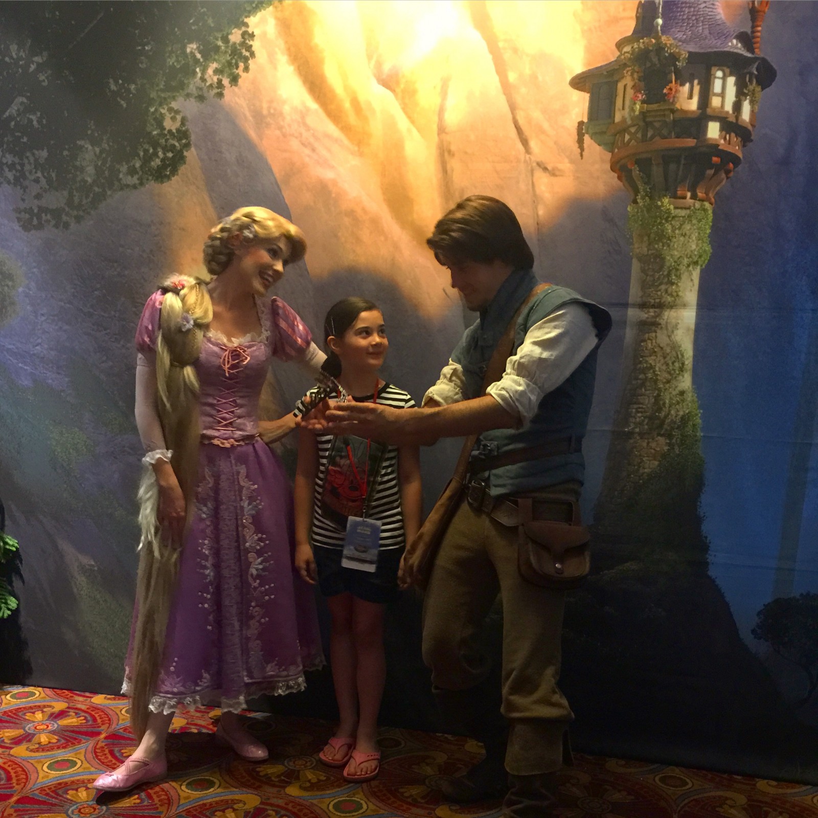 Disney Parks Blog Meet Up DCL Zoe with Rapunzel and Flynn Rider